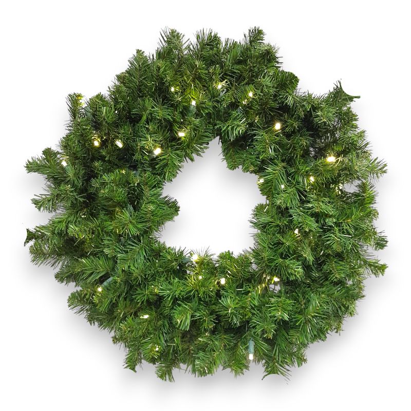 24&quot; Led Pine Wreath Green