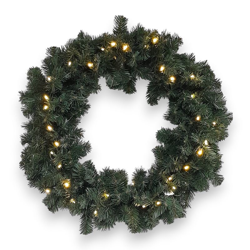 30&quot; Led Italian Fir Wreath Green