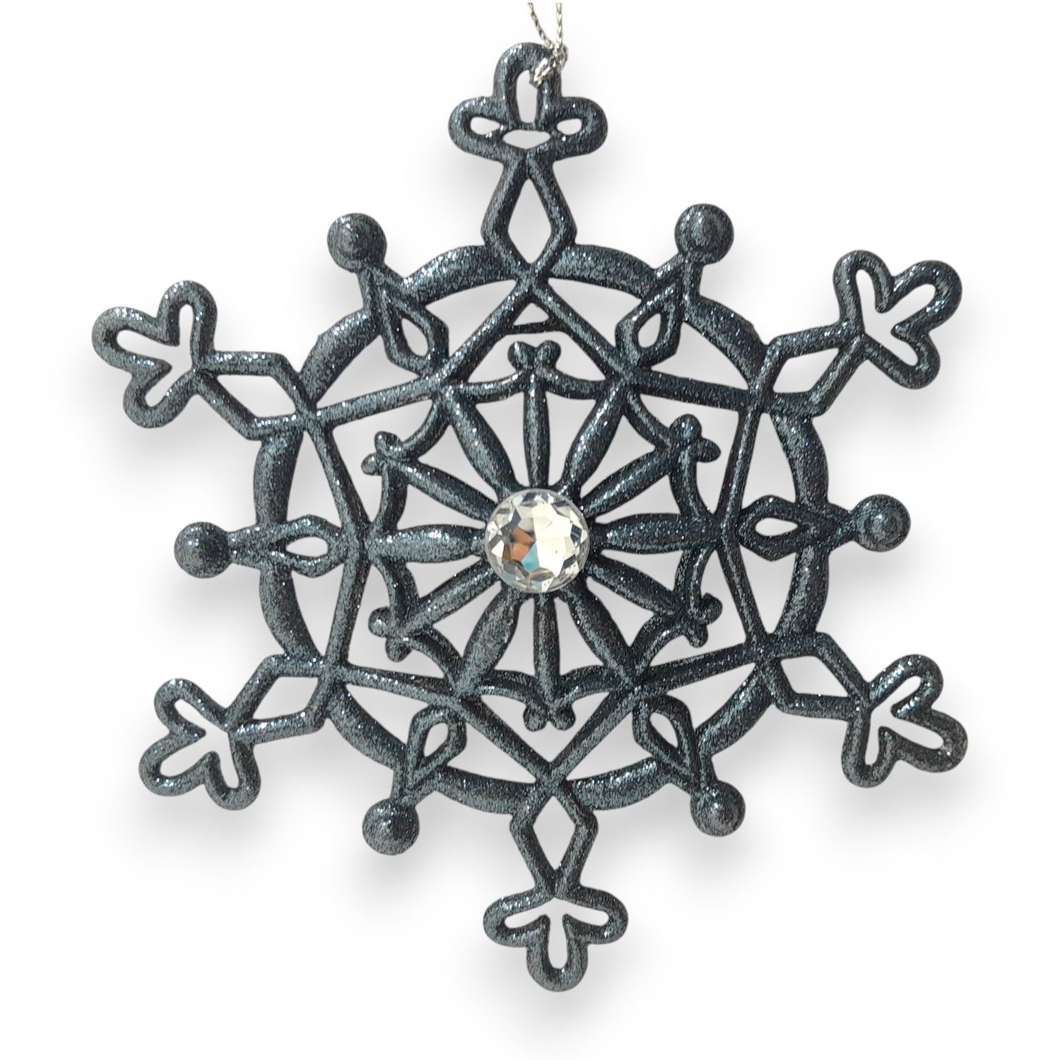 *5.5&quot; Glitter Snowflake Ornament Dark Blue (Plastic)