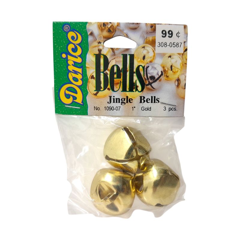 3pc 1&quot; Jingle Bell Gold