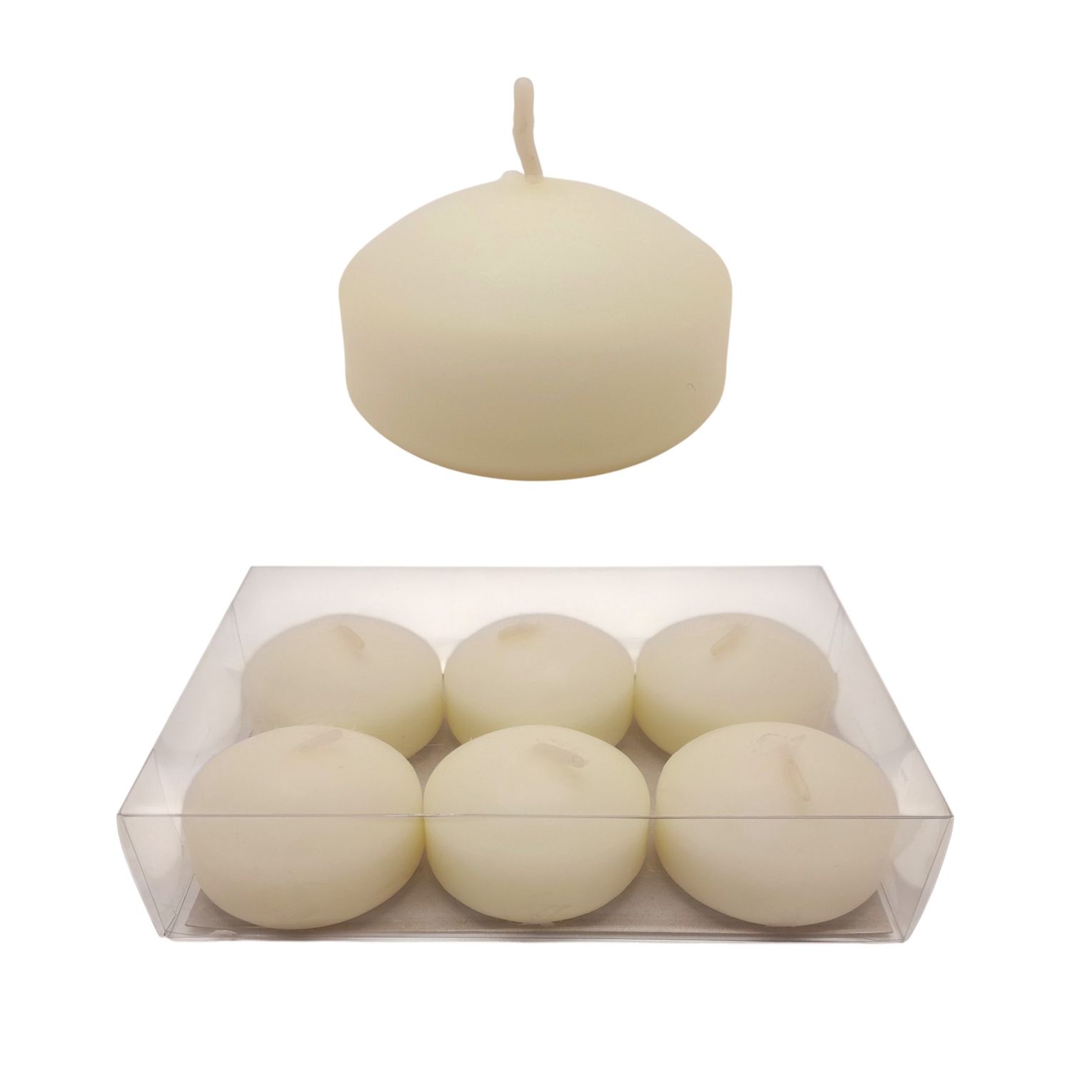 6pc 2&quot; Floating Candles Ivory