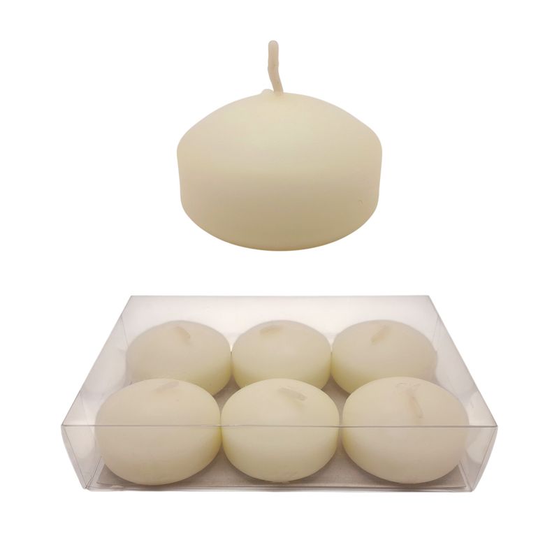 6pc 2&quot; Floating Candles Ivory