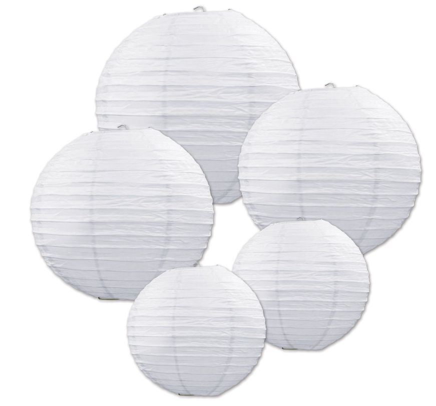 5pc Paper Lantern Assortment White