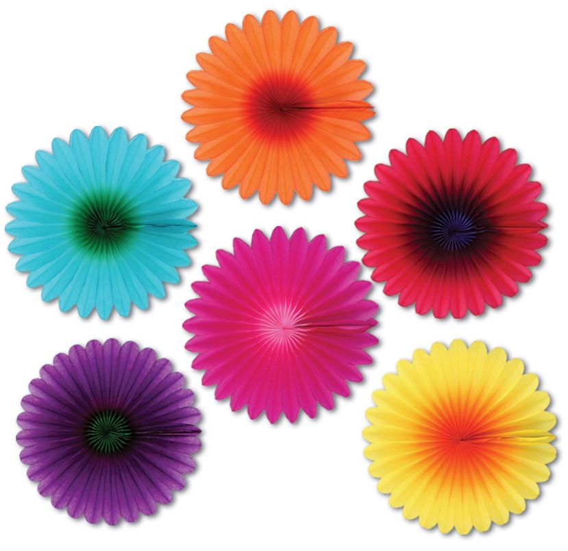 6pc 6&quot; Mini Flower Fans Multi