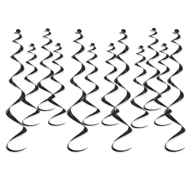 12pc 13.5" & 25" Metallic Whirls Black 12pc 13.5" & 25" Metallic Whirls Black