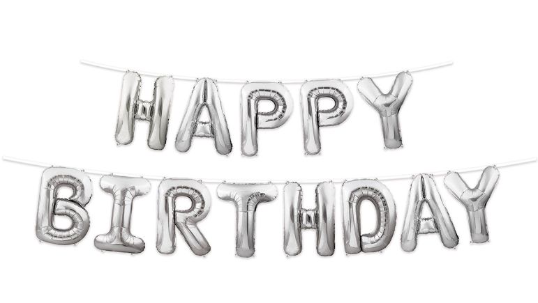 14.25&quot;x12&#39; Happy Birthday Balloon Streamer Silver