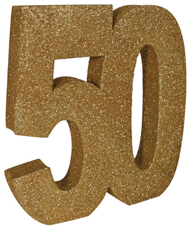 8"x8"x1" "50" 3-D Glittered Centerpiece 8"x8"x1" "50" 3-D Glittered Centerpiece