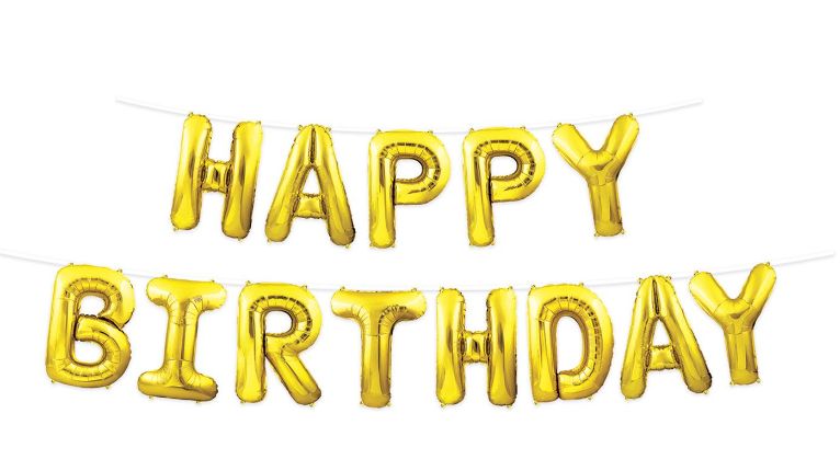 14.25"x12' Happy Birthday Balloon Streamer Gold 14.25"x12' Happy Birthday Balloon Streamer Gold