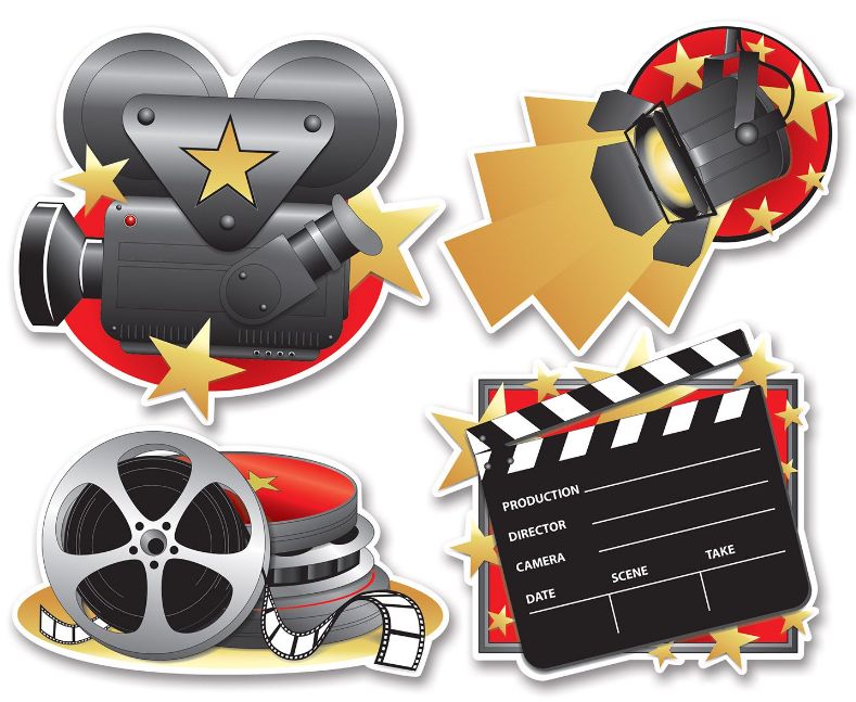 4pc 14.75"-16.5" Double Sided Movie Set Cutouts
