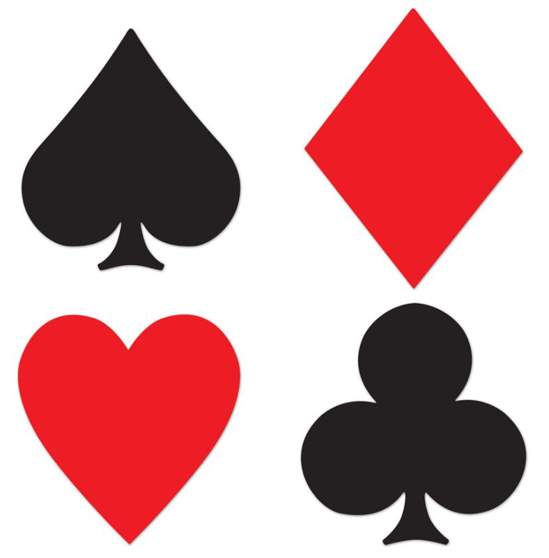 4pc 15.5&quot;-16.5&quot; Card Suit Cutouts Red/Black
