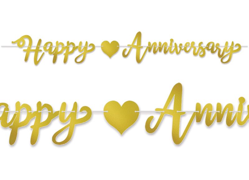 7.5"x6' Foil Happy Anniversary Streamer Gold 7.5"x6' Foil Happy Anniversary Streamer Gold