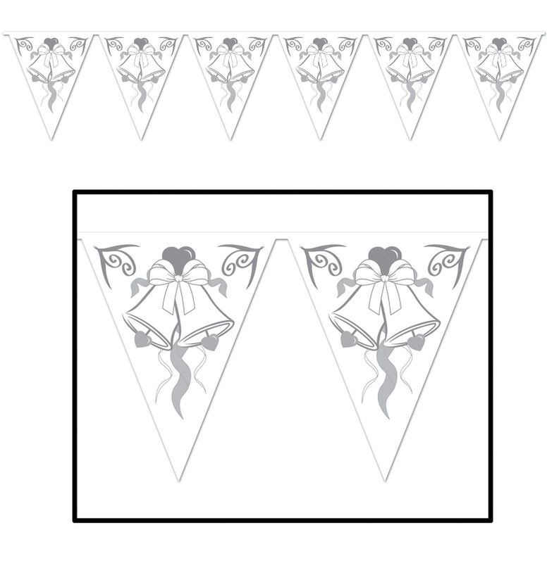 12&#39; Wedding Bell Pennant Banner White