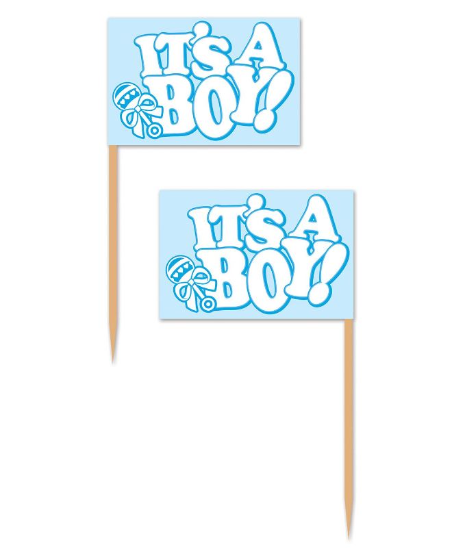 50pc 2.5&quot; It&#39;s a Boy! Picks Blue
