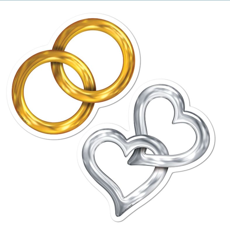 10pc 5&quot; Wedding Cutouts Gold/Silver