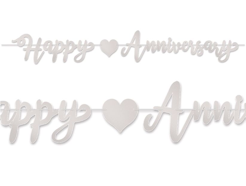7.5&quot;x6&#39; Foil Happy Anniversary Streamer Silver