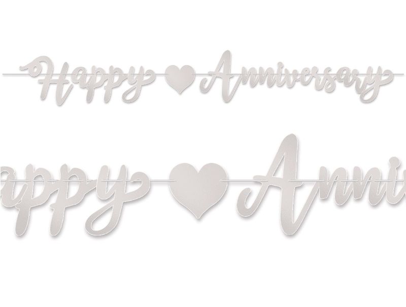 7.5&quot;x6&#39; Foil Happy Anniversary Streamer Silver