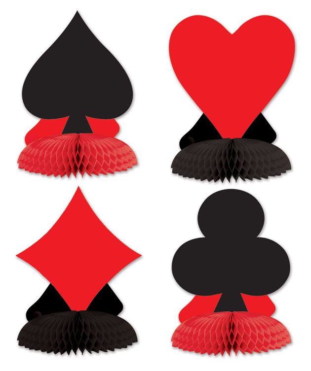 4pc 4.5&quot; Mini Card Suit Centerpieces