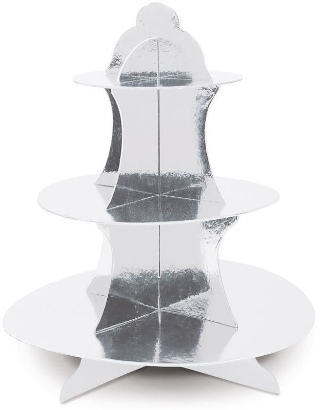 13.5" 3-Tier Metallic Cupcake Stand Silver 13.5" 3-Tier Metallic Cupcake Stand Silver