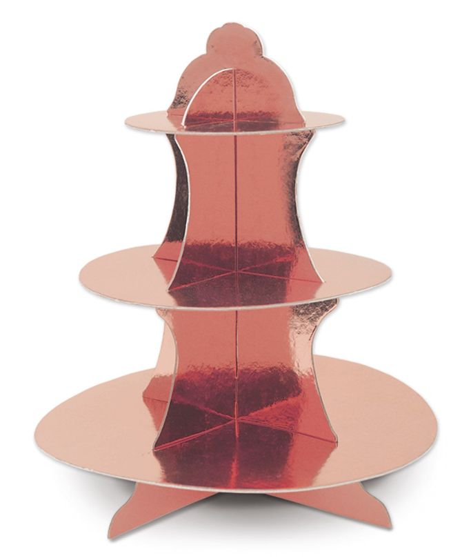 13.5" 3-Tier Metallic Cupcake Stand Rose Gold