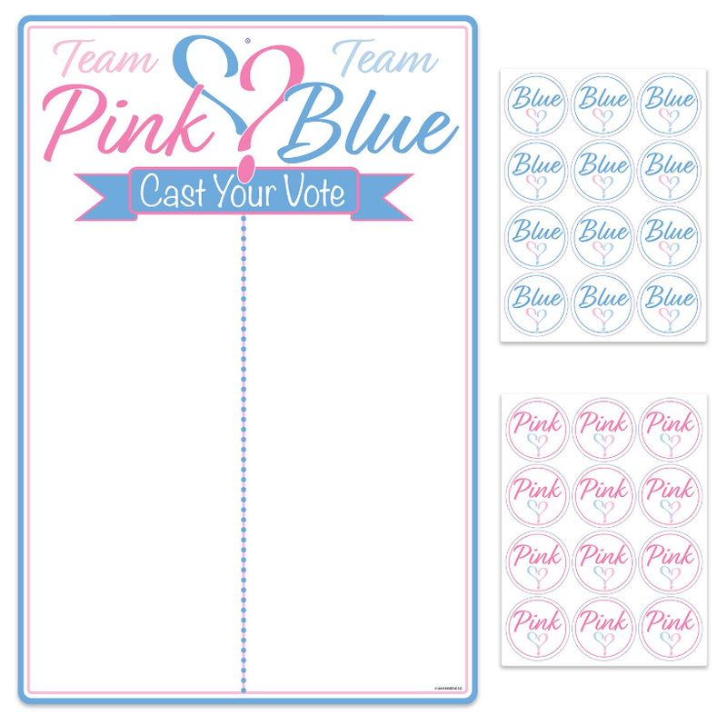 20.5&quot;x13.5&quot; Gender Reveal Tally Board &amp; 1.25&quot; Stickers