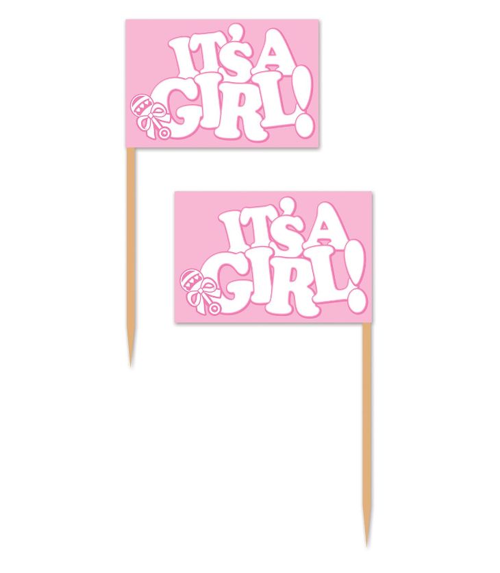 50pc 2.5&quot; It&#39;s a Girl! Picks Pink