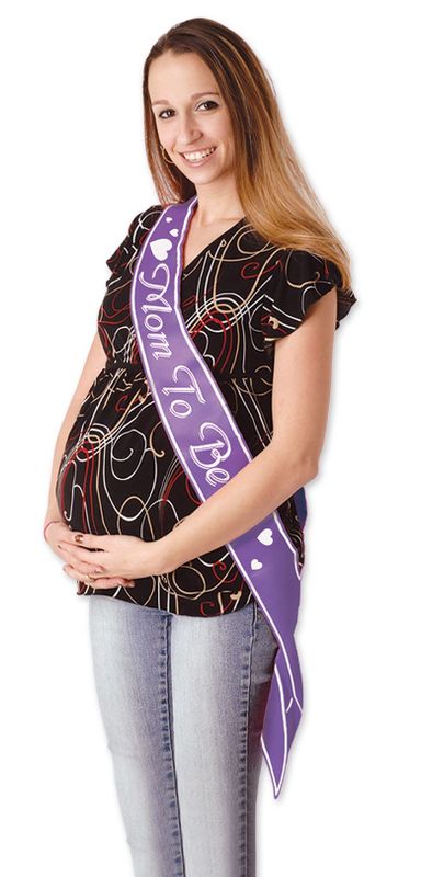 33&quot;x4&quot; Mom To Be Satin Sash Purple