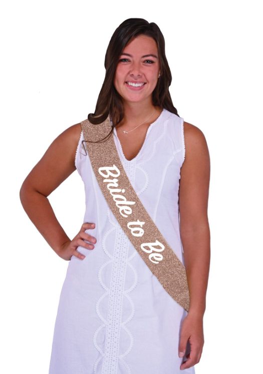32.5"x3.5" Glitter Bride To Be Sash Rose Gold 32.5"x3.5" Glitter Bride To Be Sash Rose Gold