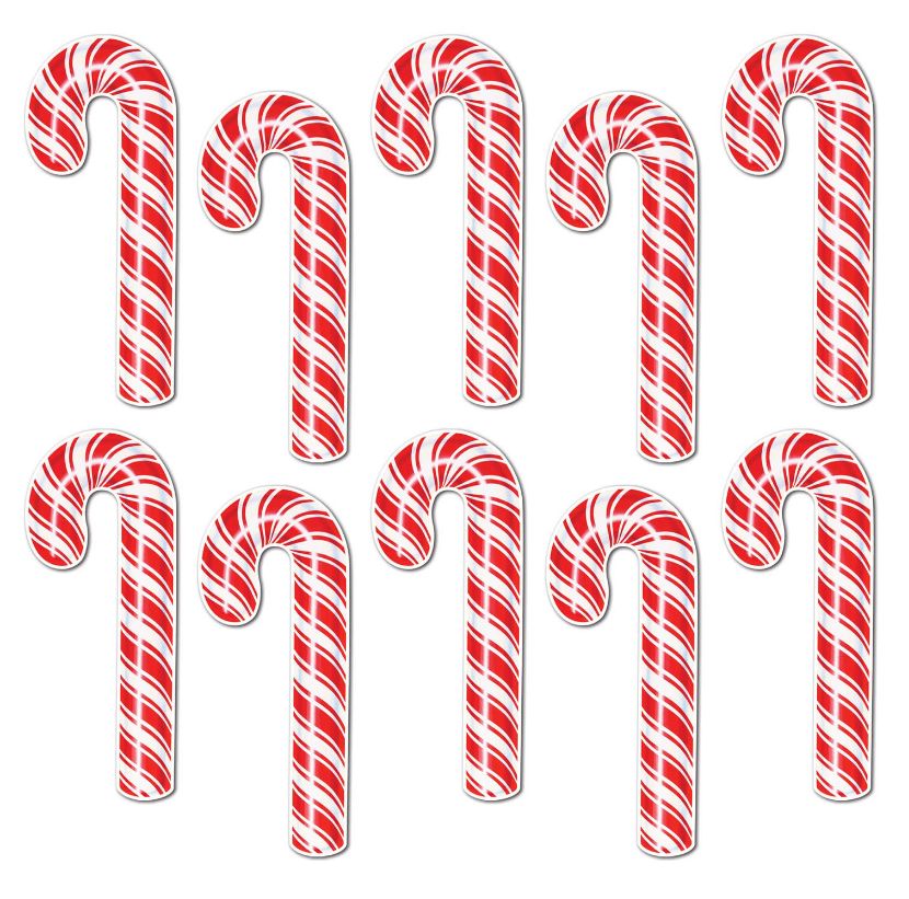 10pc 7.5&quot; Mini Candy Cane Cutouts