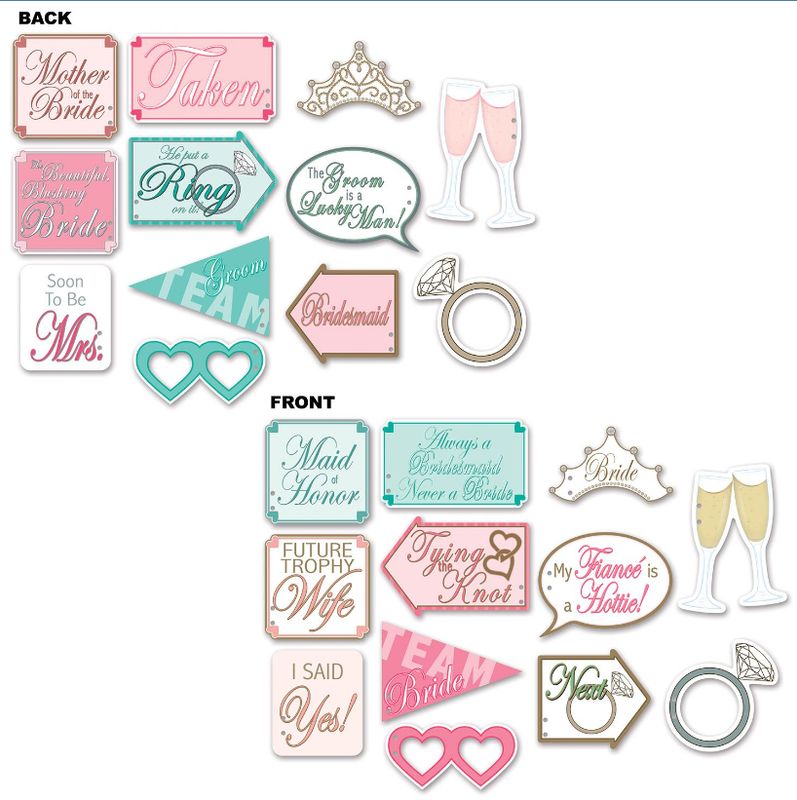 12pc Double Sided Wedding Photo Fun Signs