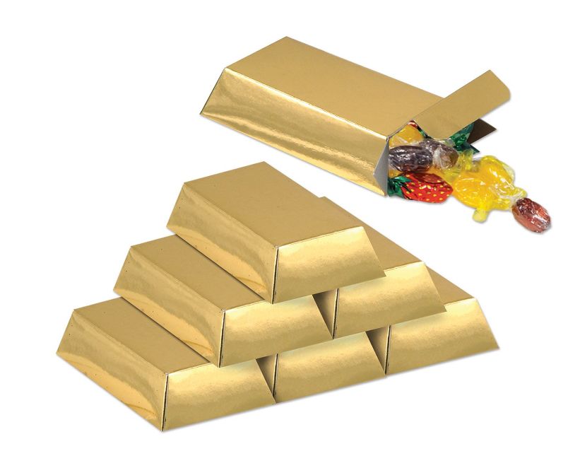 12pc 3" Gold Bar Favor Boxes