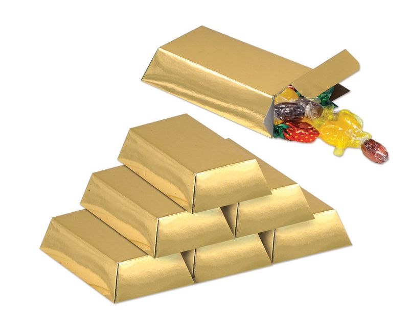 12pc 3&quot; Gold Bar Favor Boxes