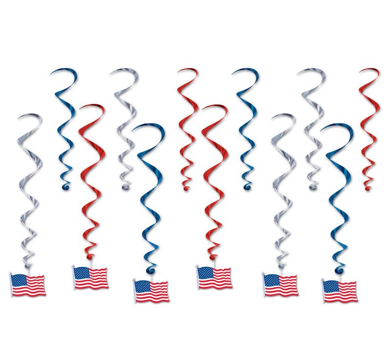 12pc 17.5&quot;-28&quot; American Flag Whirls