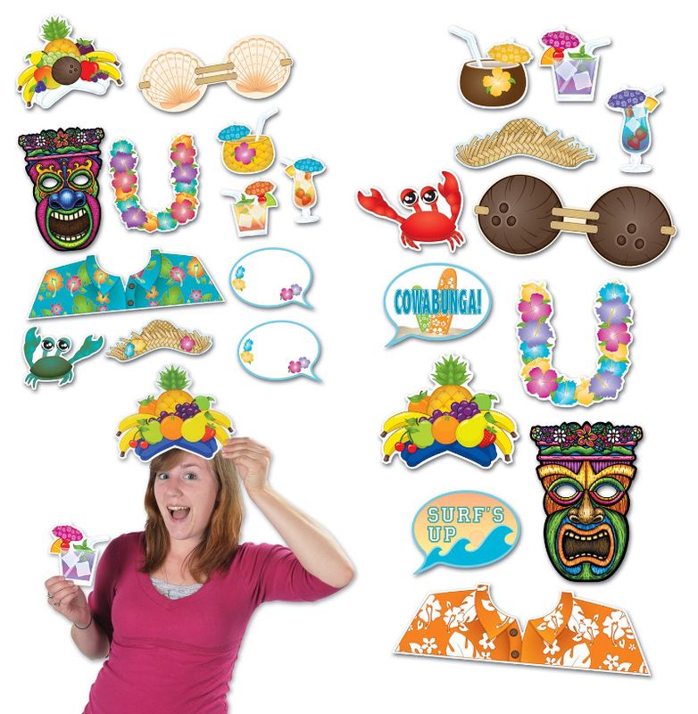 12pc 5.25&quot;-18.25&quot; Luau Photo Fun Signs