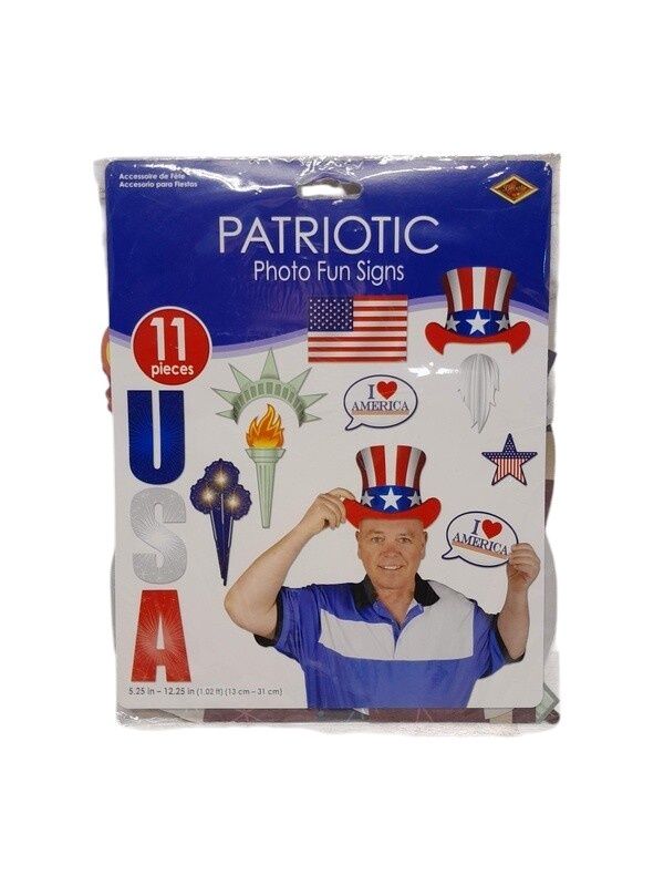 11pc Patriotic Photo Fun Signs
