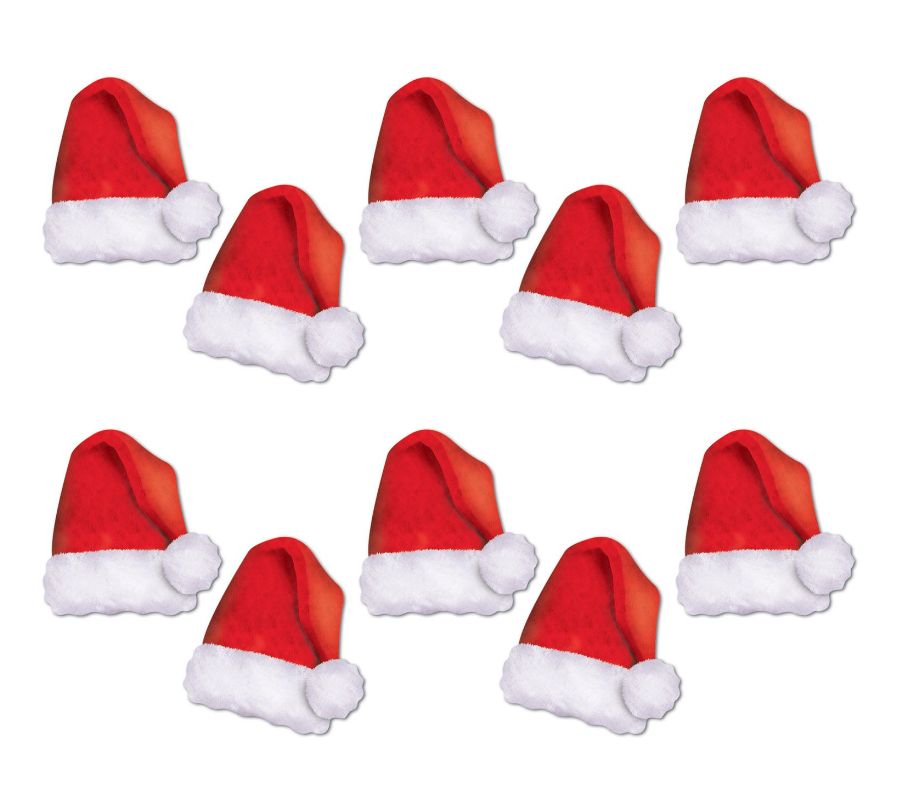 10pc 5" Mini Santa Hat Cutouts