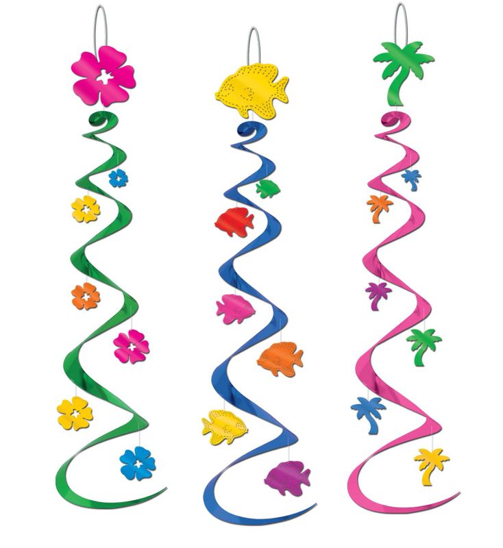 3pc 30&quot; Hanging Luau Whirls
