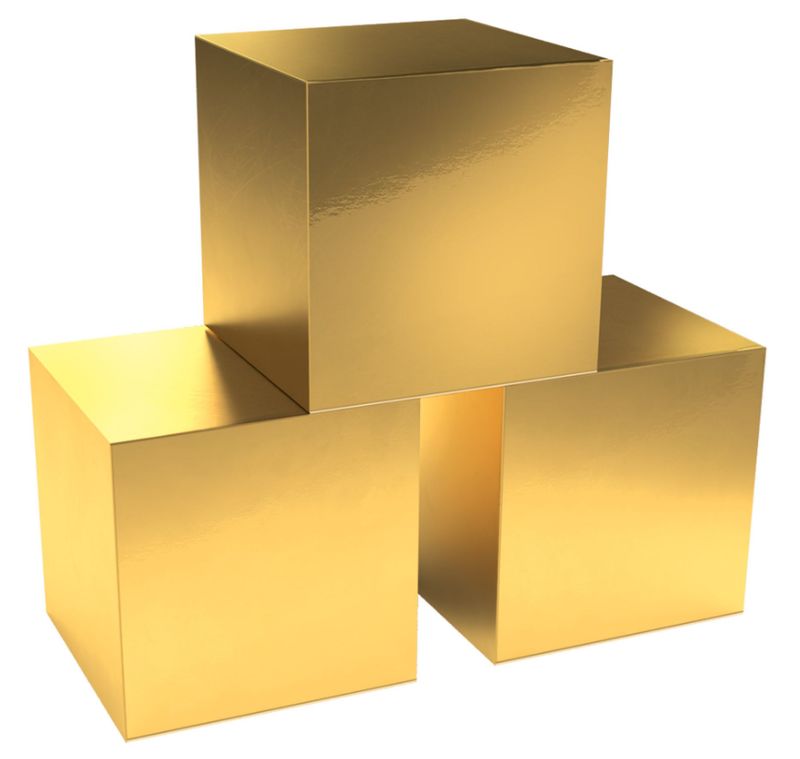 3pc 3.25&quot;x3.25&quot; Foil Favor Boxes Gold