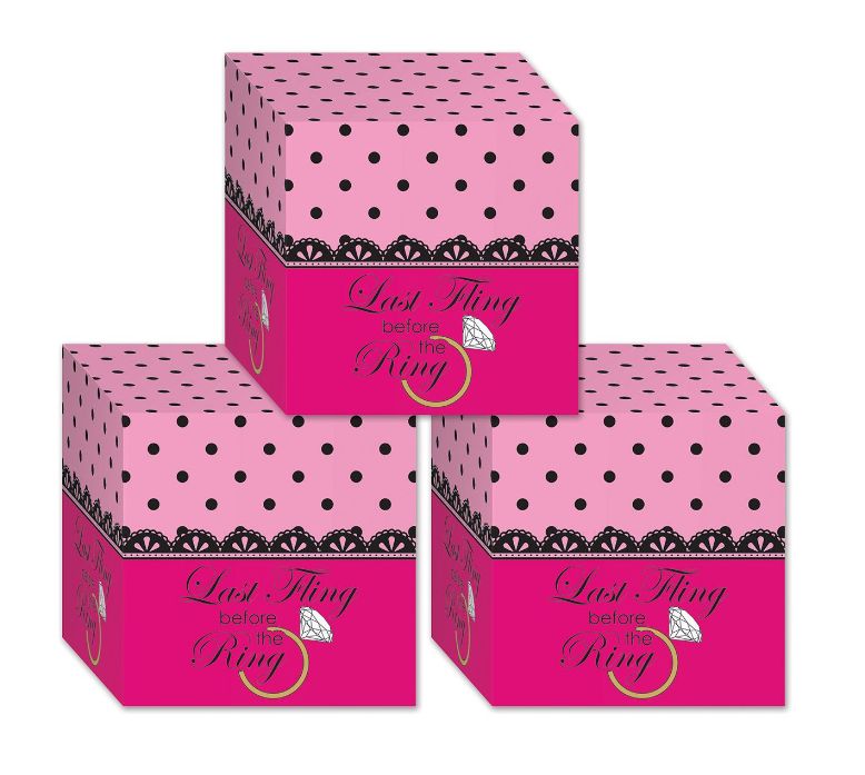 3pc 3.25&quot; &quot;Last Thing Before The Ring&quot; Bachelorette Favor Boxes Pink/Black