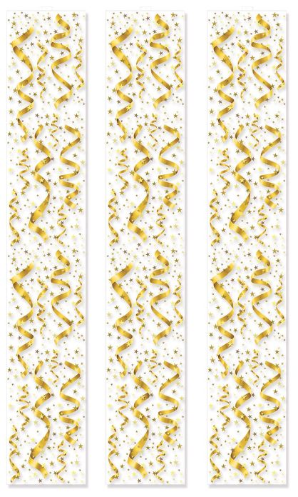 3pc 12&quot;x6&#39; Confetti Party Panels Gold