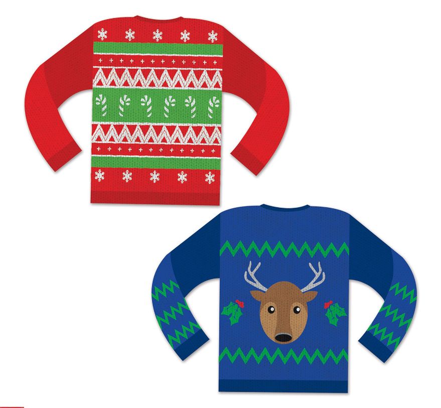 2pc 14.75"x10.5" Double Sided Ugly Sweater Cutouts