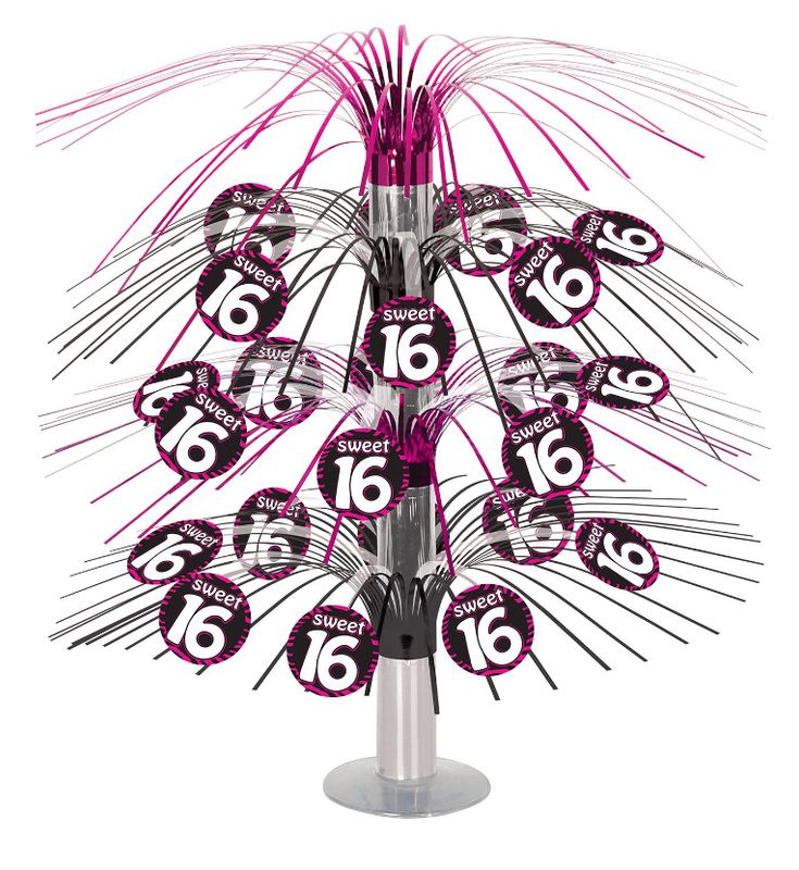 18&quot; Sweet 16 Cascade Centerpiece Pink/Black
