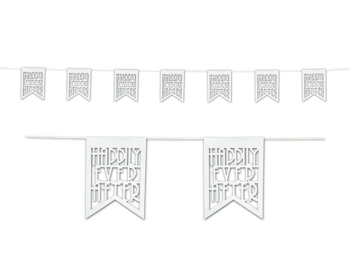 8.25&quot;x18.85&#39; Happily Ever After Banner White