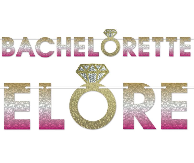7&quot;x6&#39; Bachelorette Streamer Pink/Gold