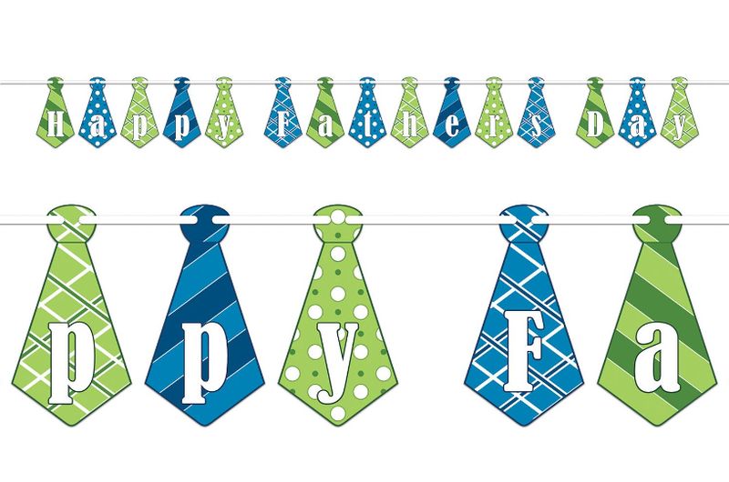 6.75&quot;x12&#39; Fathers Day Tie Streamer blue/Green