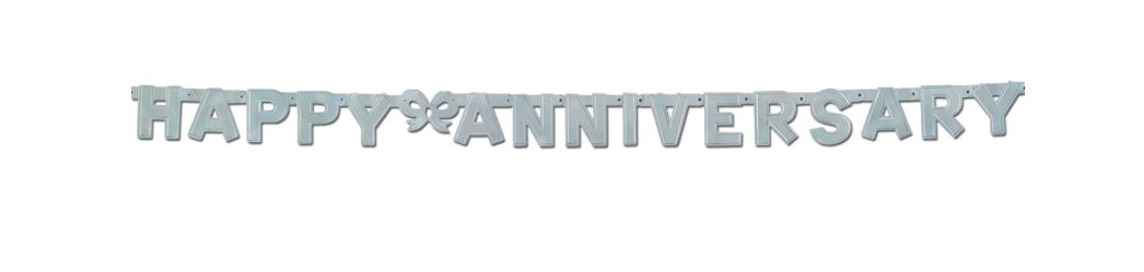 4.25&quot;x6&#39; Foil Happy Anniversary Banner Silver