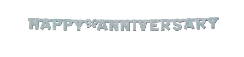 4.25&quot;x6&#39; Foil Happy Anniversary Banner Silver