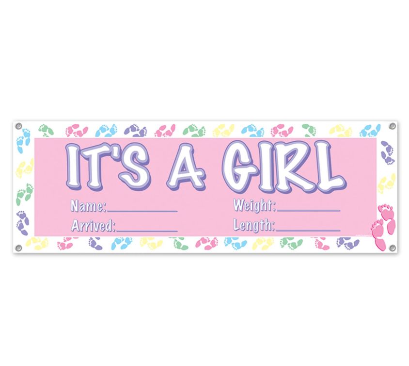 60&quot;x21&quot; It&#39;s a Girl Banner w/Grommets Pink
