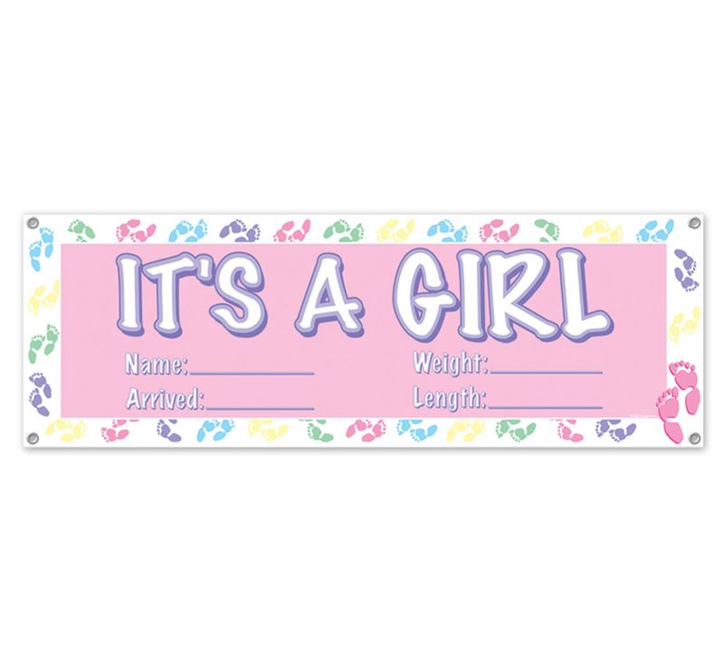 60&quot;x21&quot; It&#39;s a Girl Banner w/Grommets Pink