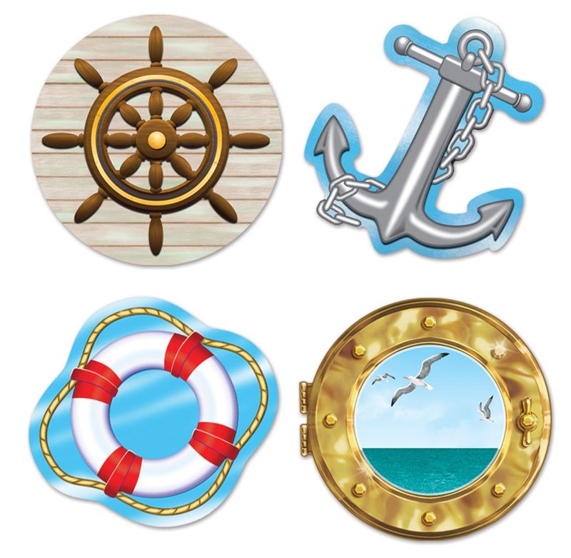 4pc 13.75&quot; Double Sided Nautical Cutouts