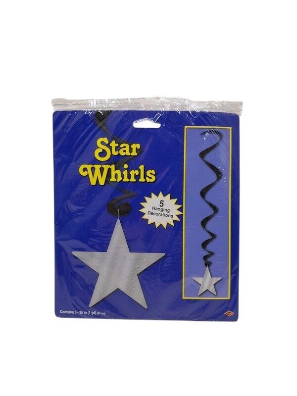 5pc 36&quot; Hanging Star Whirls Black/Silver
